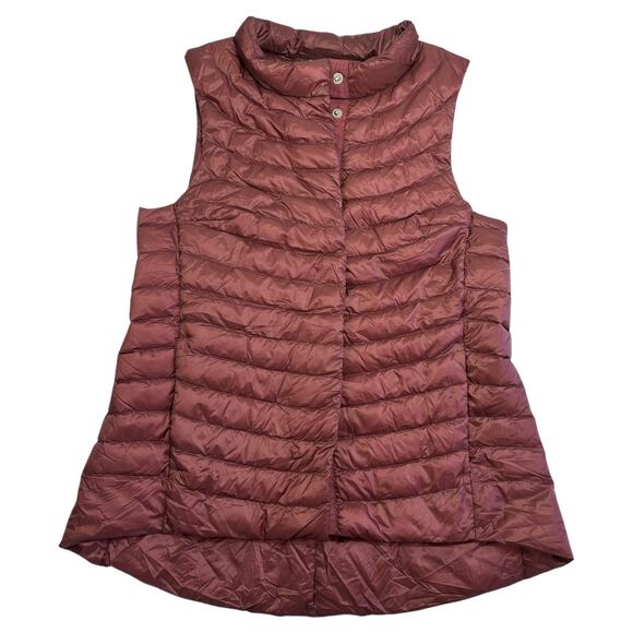 Athleta XS Downkind Vest Burgundy Lightweight Packable Down Puffer Mauve Berry - Picture 1 of 11